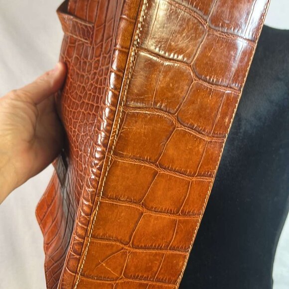 Neiman Marcus Leather Croc Patterned Shoulder Bag  Classic Business Date Night - Picture 7 of 15